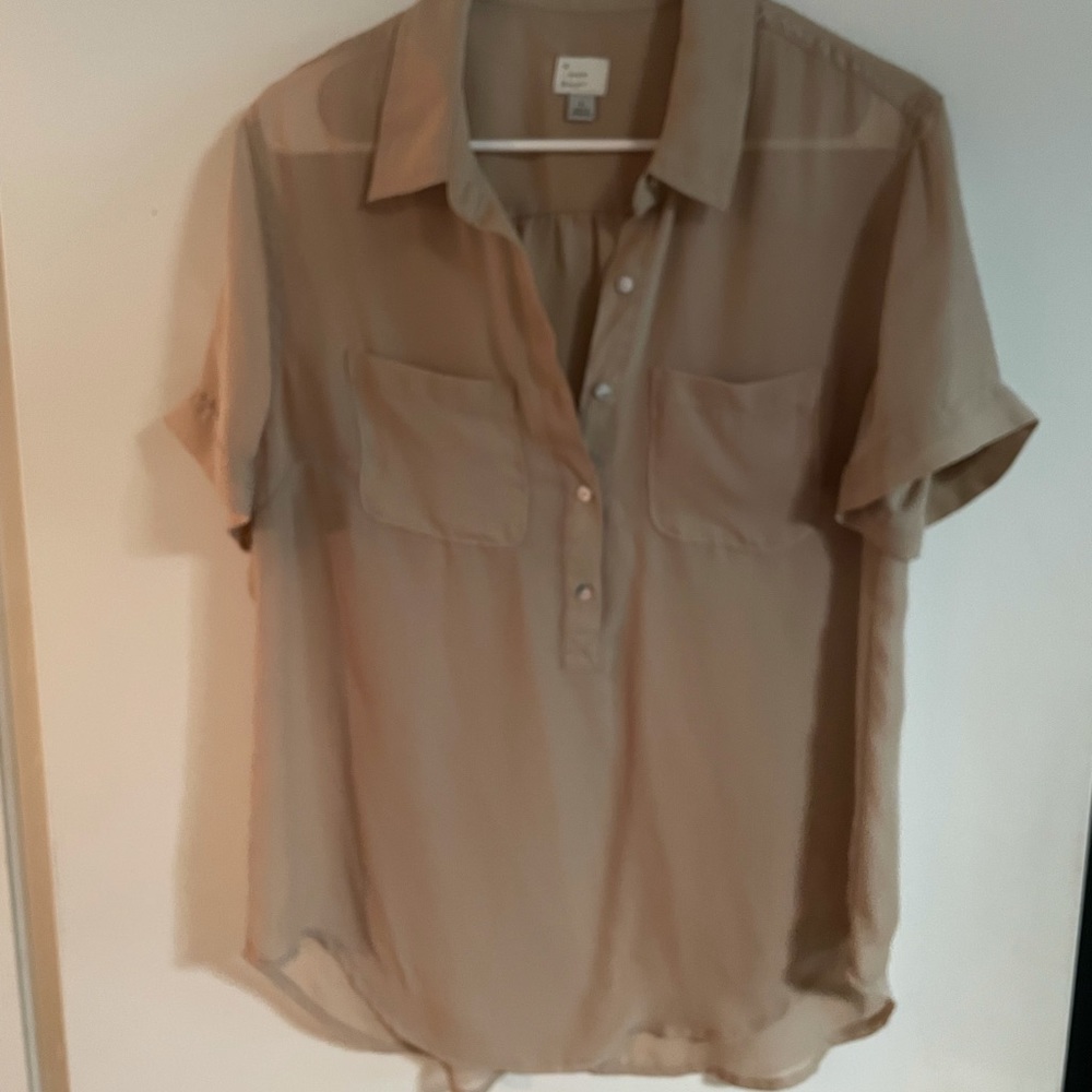 Silky tan blouse